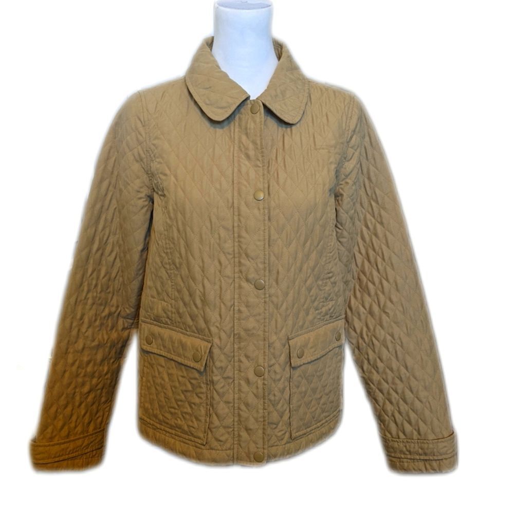Merona quilted tan jacket, zipper & snaps closure, mid weight, fall or spring S